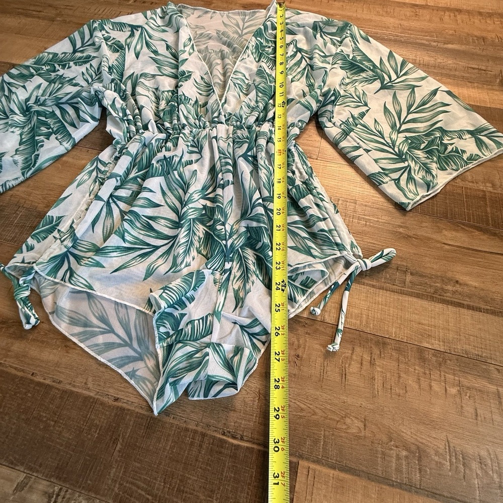 SHEIN Jumpsuit Green/white Floral Sheer NWOT Sz Small Nautical Resort - Picture 4 of 7